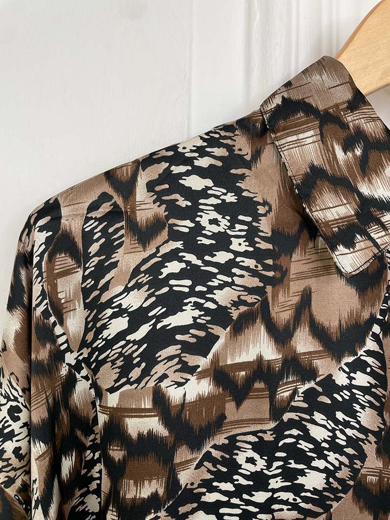 Tawny Print Silk Feel Shirt - Brown Mix