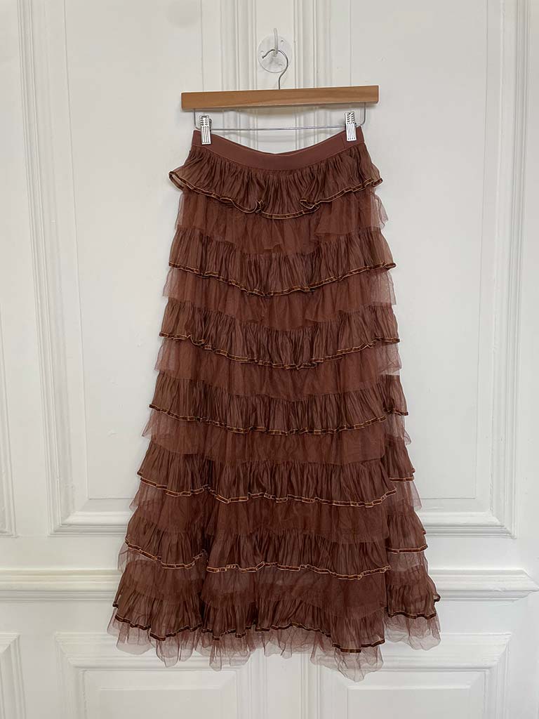 Ruffle Tulle Skirt - Coffee