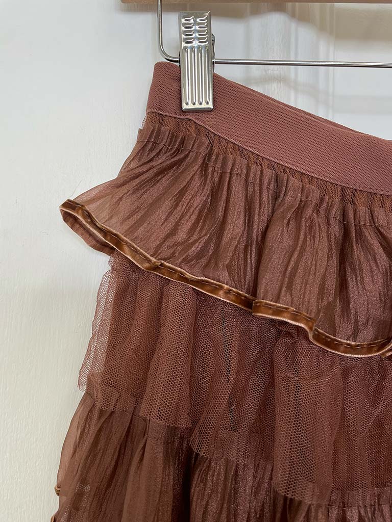 Ruffle Tulle Skirt - Coffee