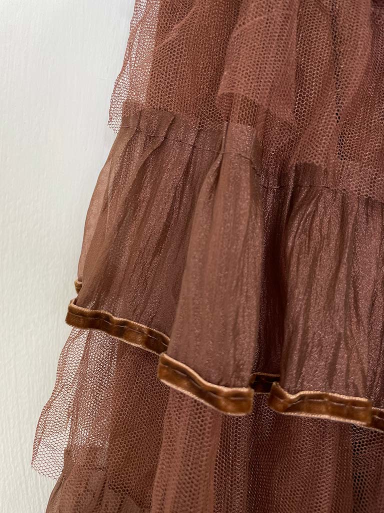 Ruffle Tulle Skirt - Coffee