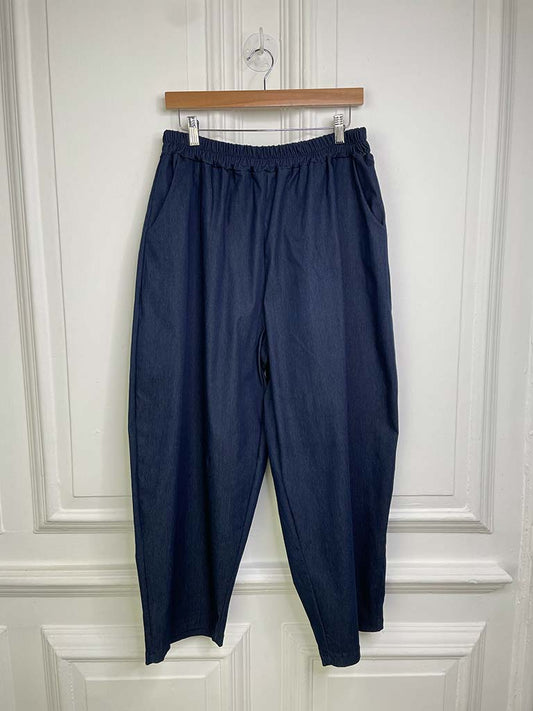 I.D Denim Feel Barrel Trousers - Deep Blue