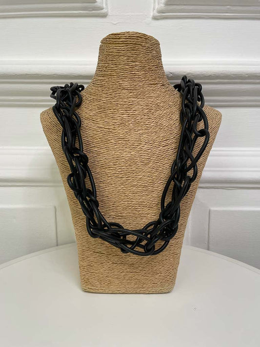 Long Chain Statement Necklace - Black