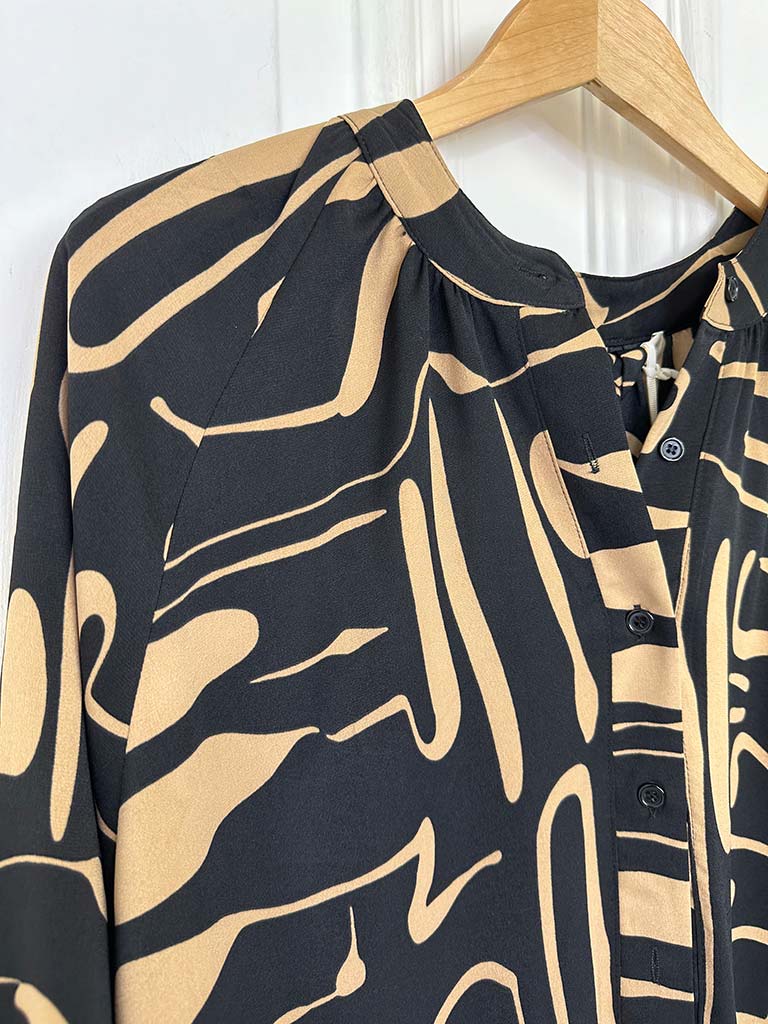 Malissa J Abstract Tunic Dress - Black & Camel