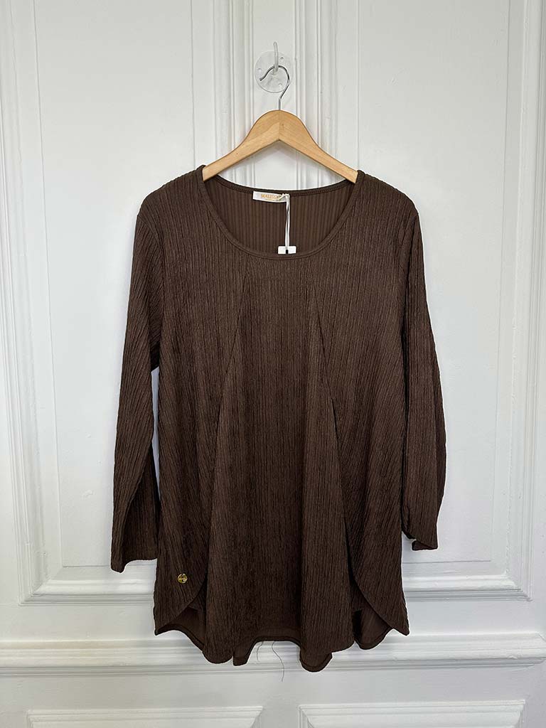 Malissa J Crinkle Pleat Top - Chocolate