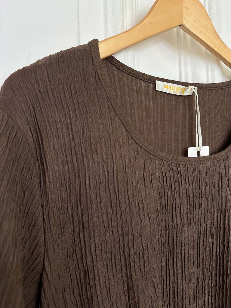 Malissa J Crinkle Pleat Top - Chocolate