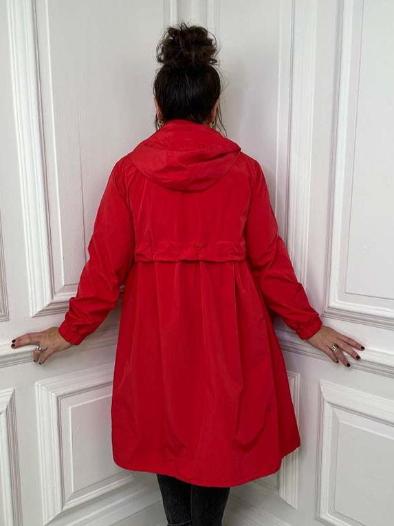 Showerproof Hooded Mac - Scarlet