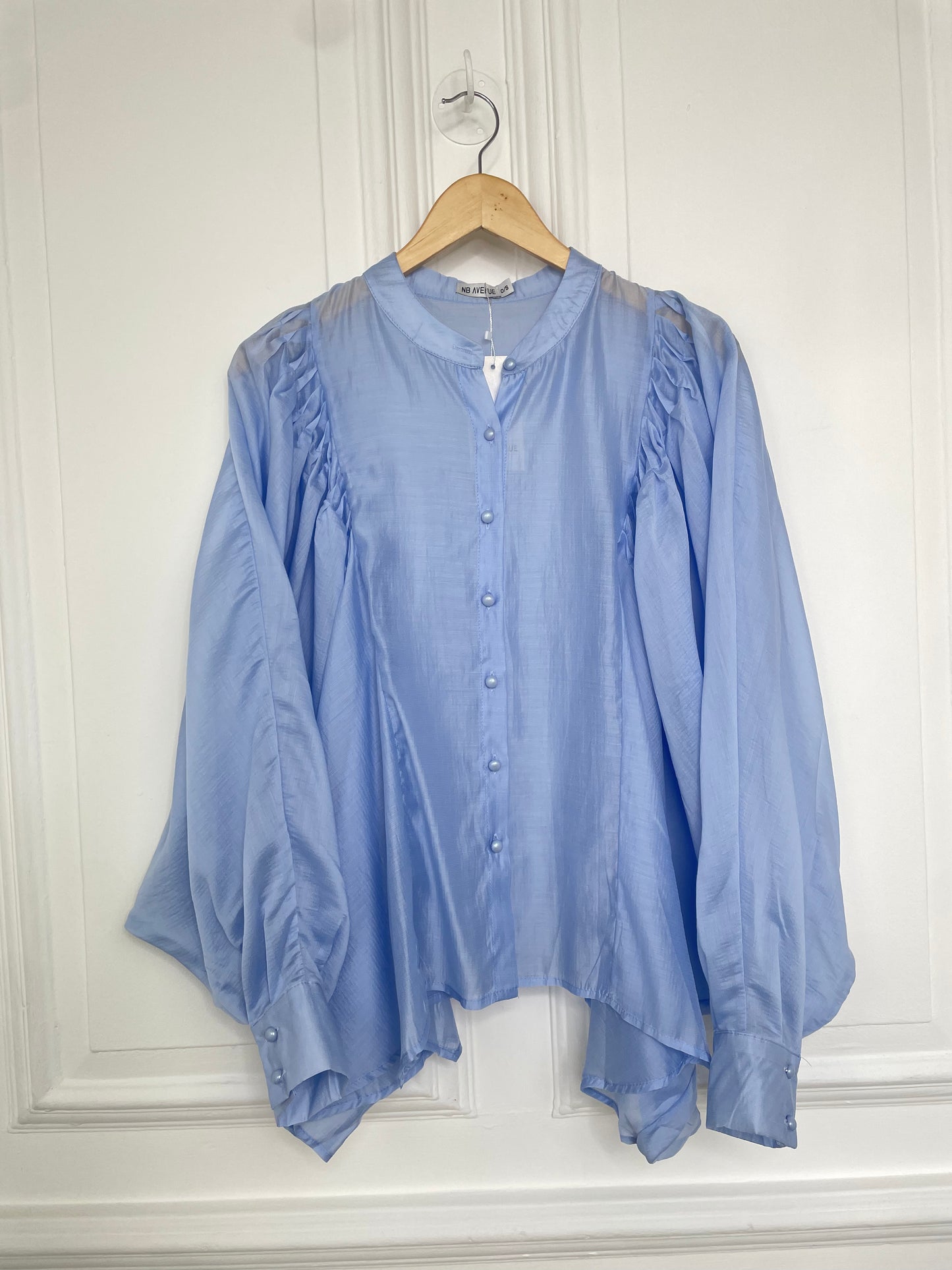 Sheer Batwing Blouse - Powder Blue