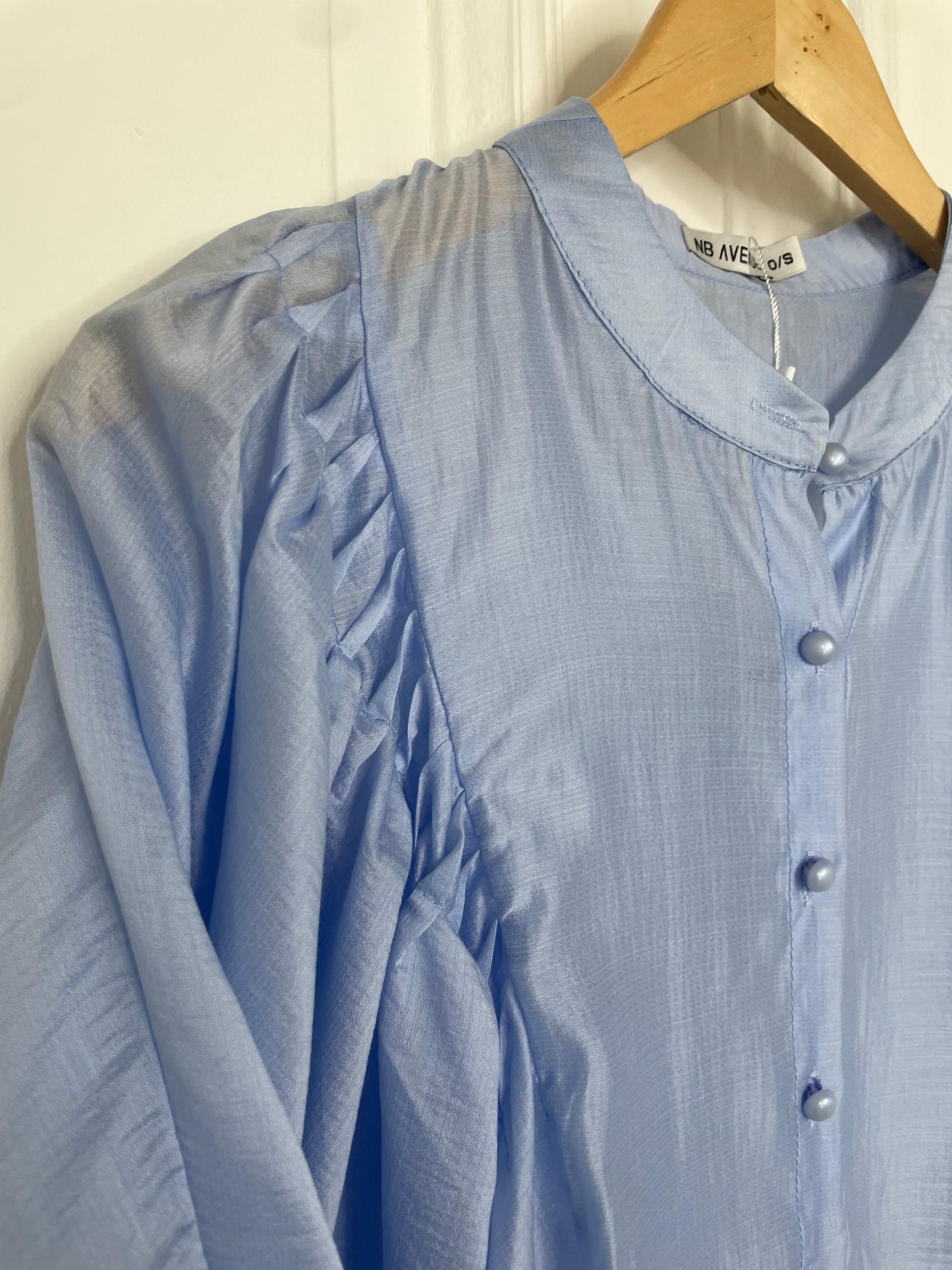 Sheer Batwing Blouse - Powder Blue