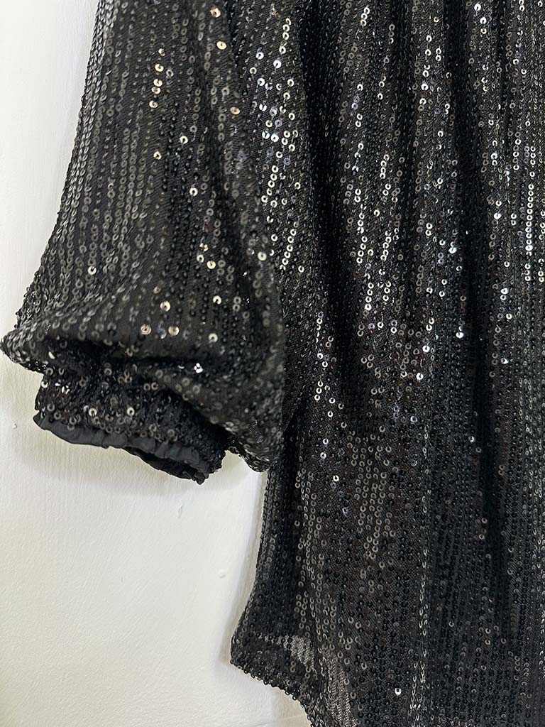 Malissa J Sequin Bardot Top - Black