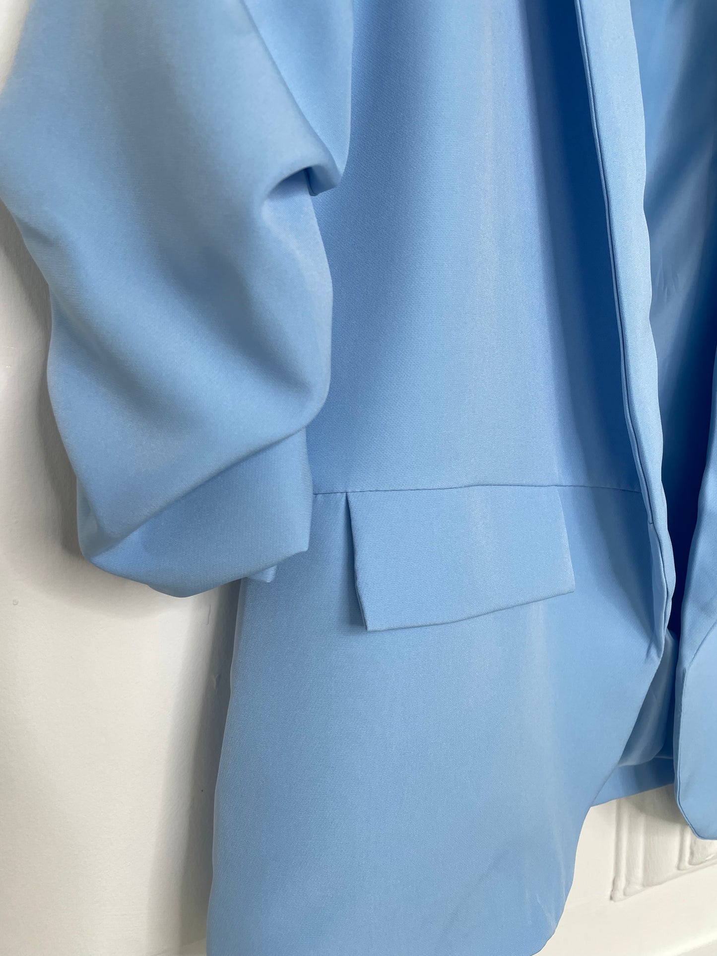 Ruched Sleeve Blazer - Sky