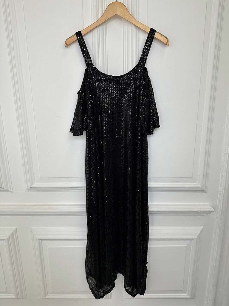 Malissa J Sequin Cold Shoulder Dress - Black