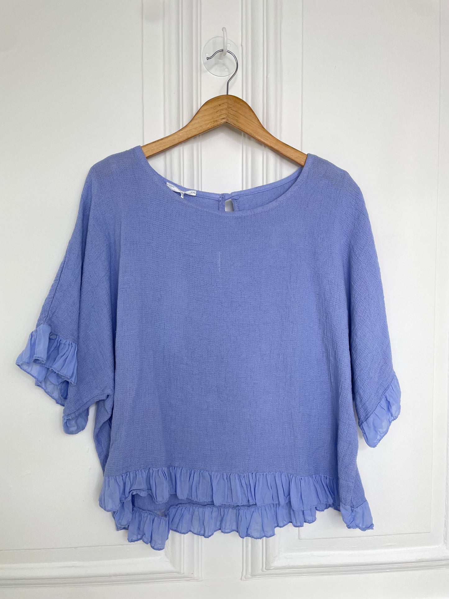 Cotton Frill Top - Cornflower
