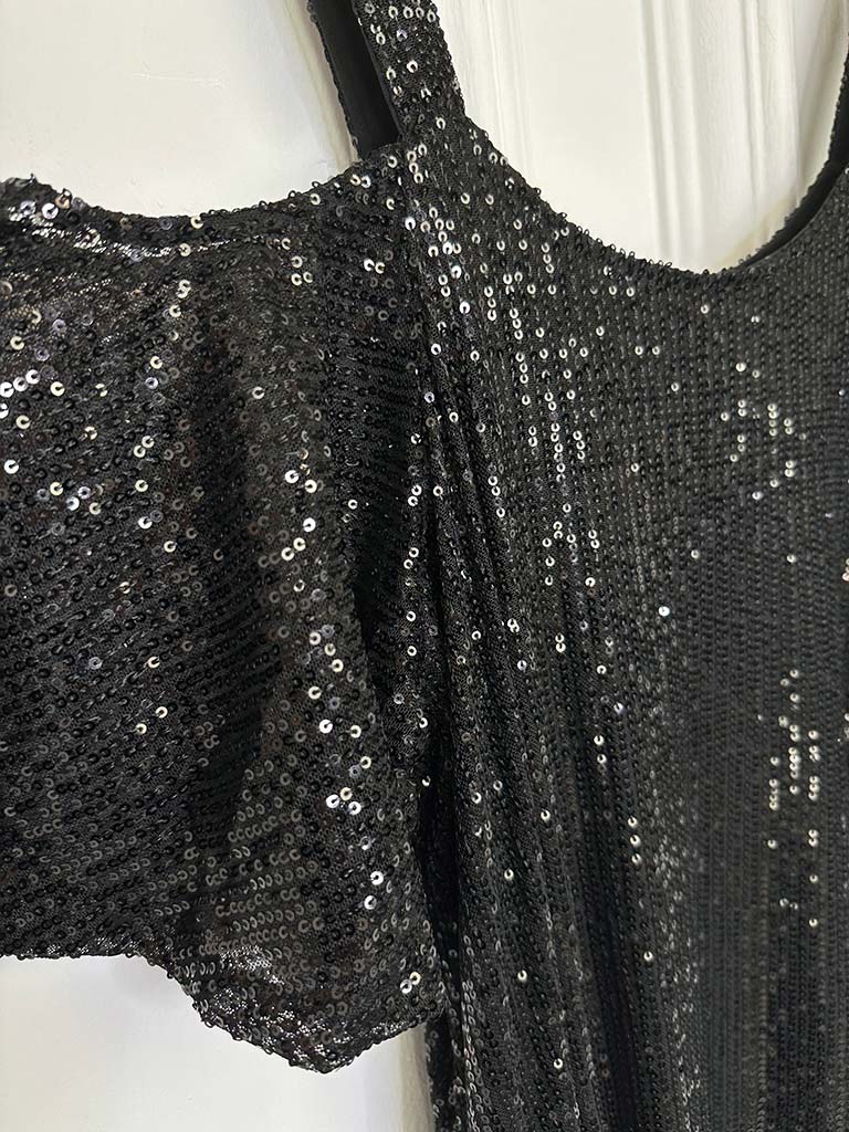 Malissa J Sequin Cold Shoulder Dress - Black