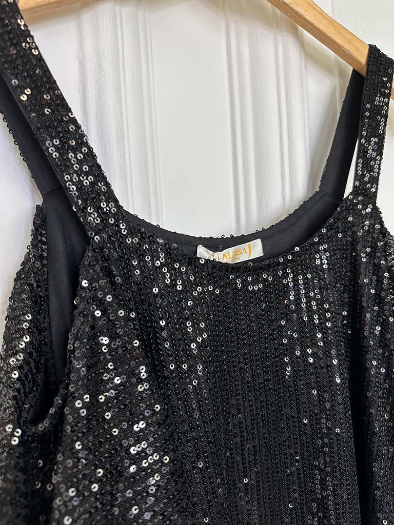 Malissa J Sequin Cold Shoulder Top - Black