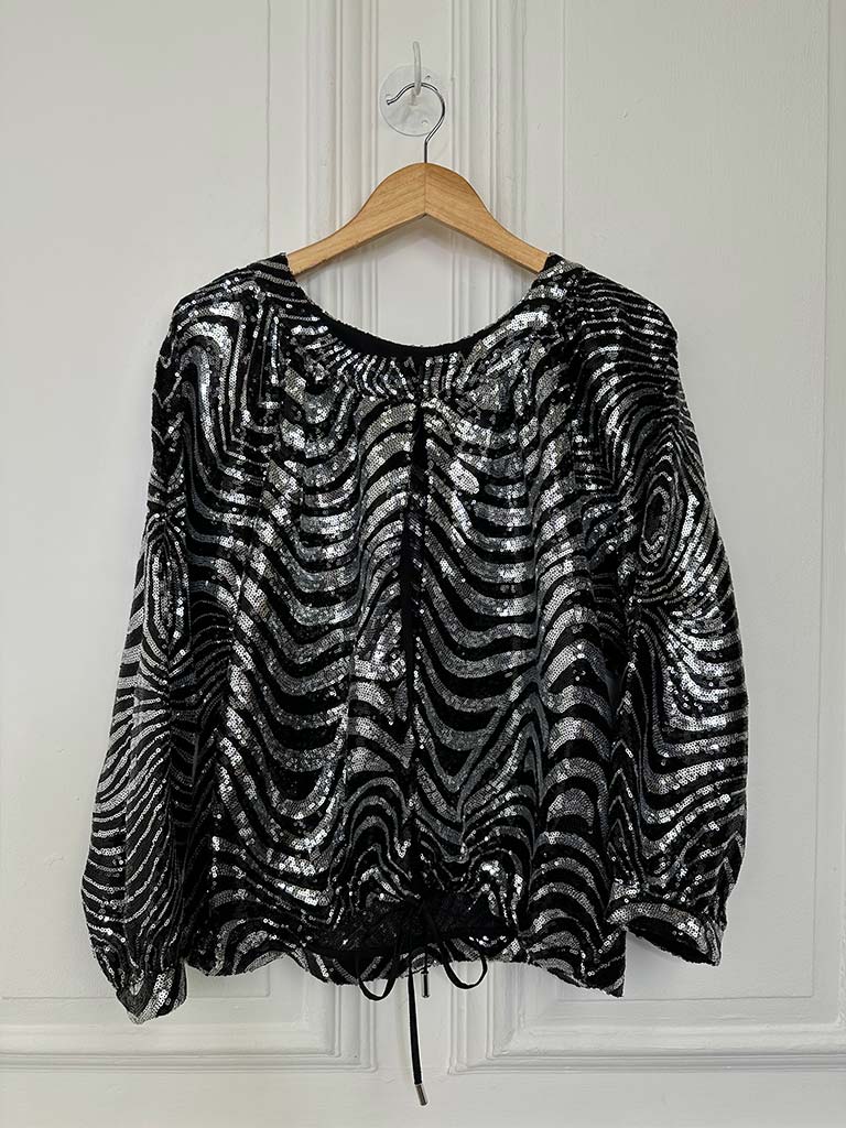 Malissa J Studio 54 Sequin Bomber Jacket - Silver