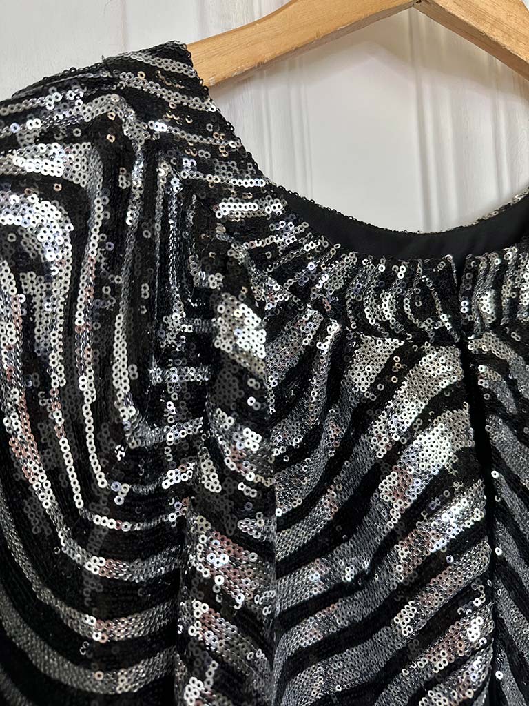 Malissa J Studio 54 Sequin Bomber Jacket - Silver