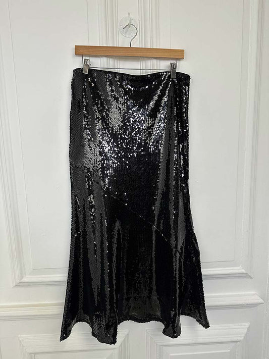 Malissa J Sequin Fishtail Skirt - Black