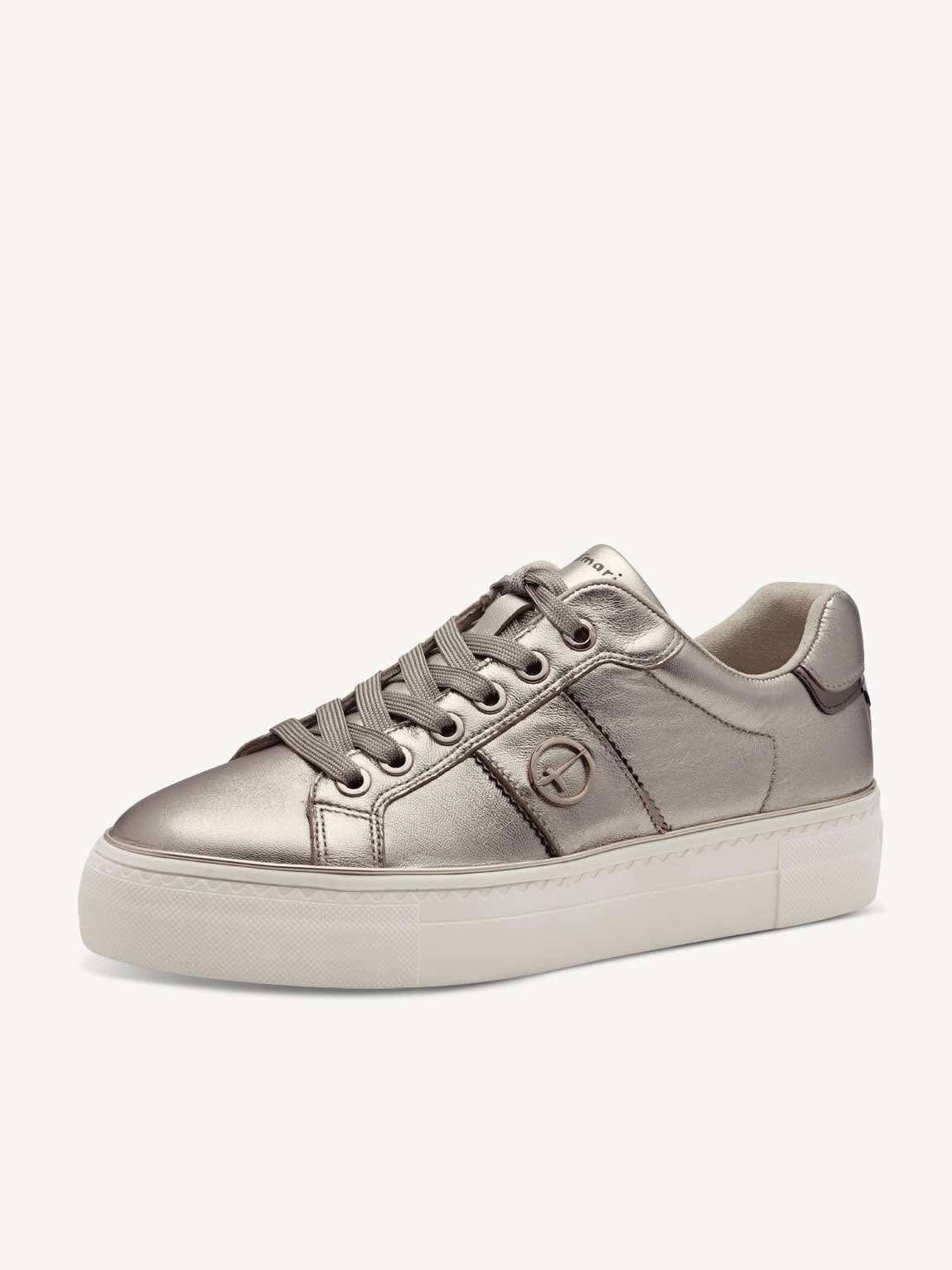 Tamaris Leather Trainers - Gold