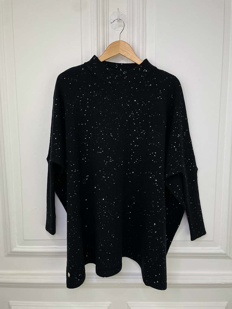 Malissa J High Neck Sequin Knit - Black