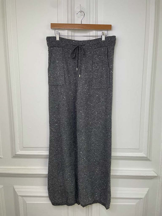 Malissa J Knitted Sequin Palazzo Trousers - Pewter