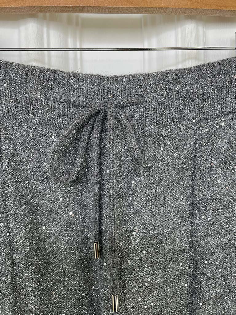 Malissa J Knitted Sequin Palazzo Trousers - Pewter