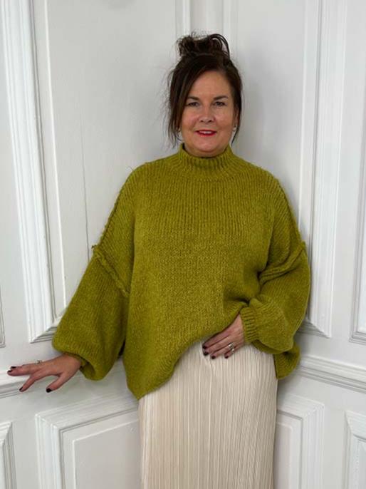 Chunky Exposed Seam Knit - Avocado