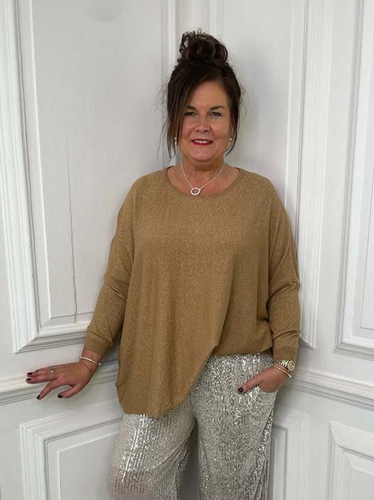 Luxe Glitter Thread Knit - Camel & Gold