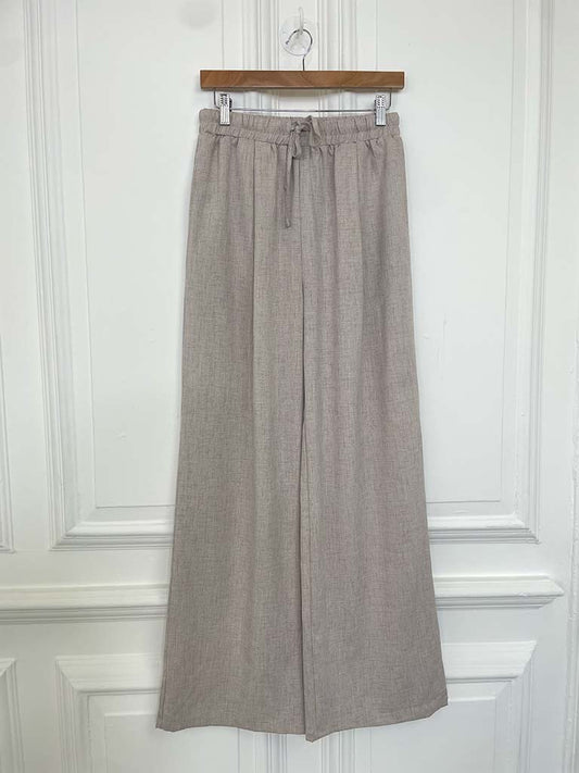 Pleat Front Wide Leg Trousers - Taupe