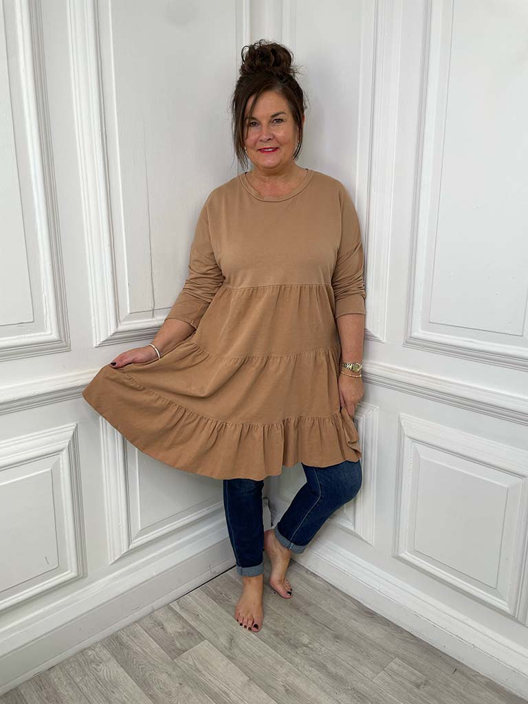 Cord & Jersey Tunic - Fudge