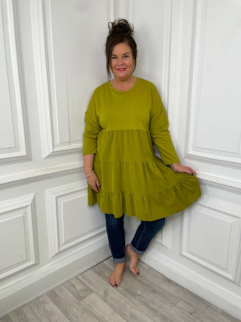 Cord & Jersey Tunic - Avocado