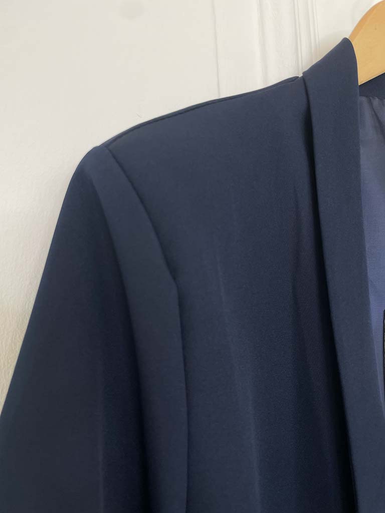 Ruched Sleeve Blazer Curve - Navy
