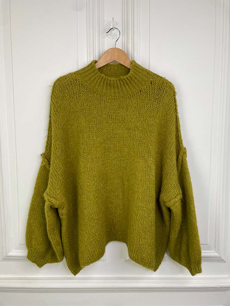 Chunky Exposed Seam Knit - Avocado