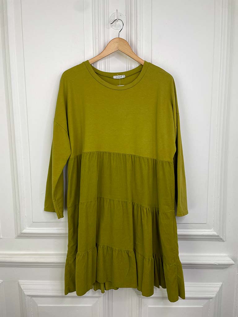 Cord & Jersey Tunic - Avocado