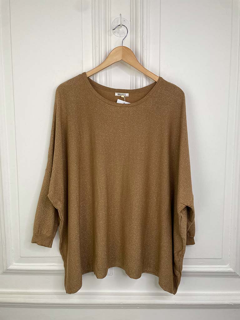 Luxe Glitter Thread Knit - Camel & Gold