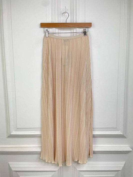 Silk Feel Pleated Skirt - Champagne