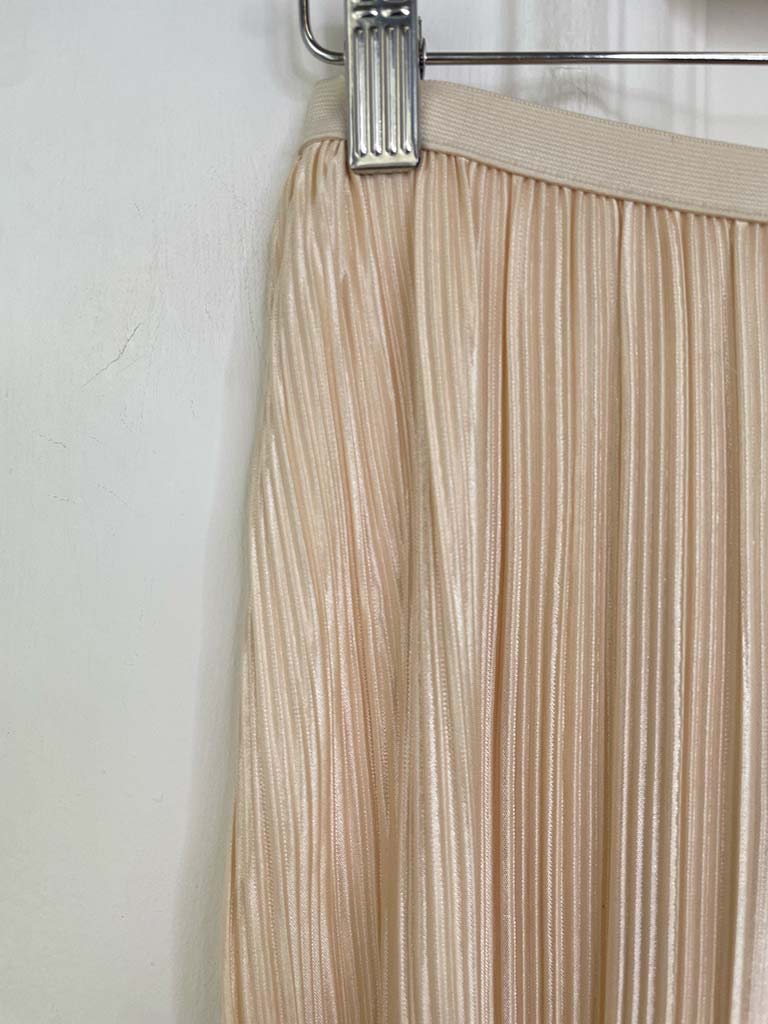 Silk Feel Pleated Skirt - Champagne