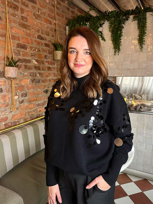 Malissa J Statement Button Knit - Black