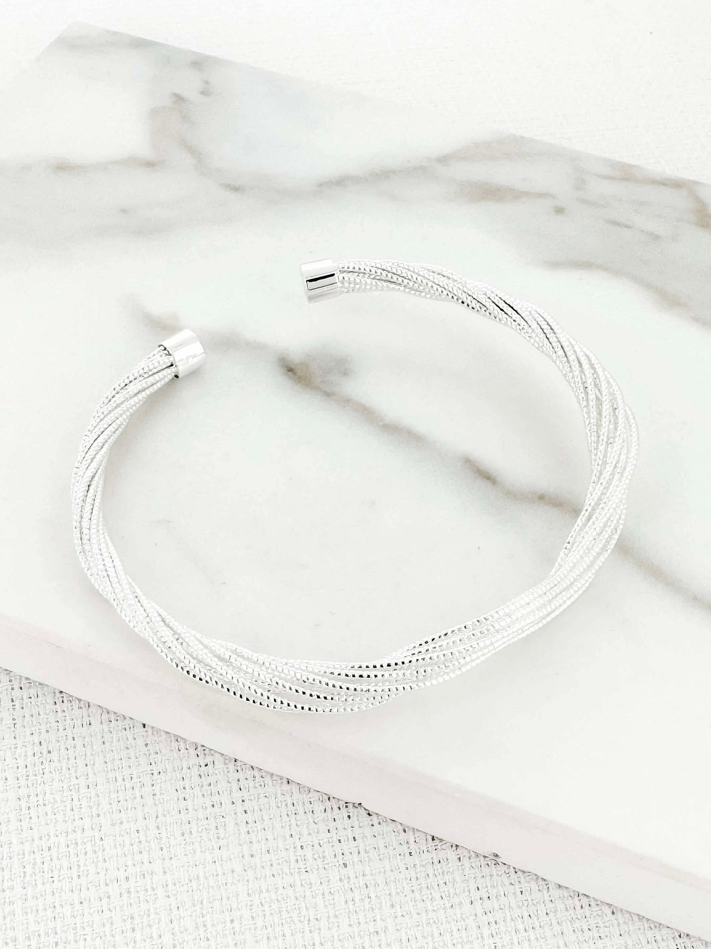 Envy Multi Twist Bangle - Silver