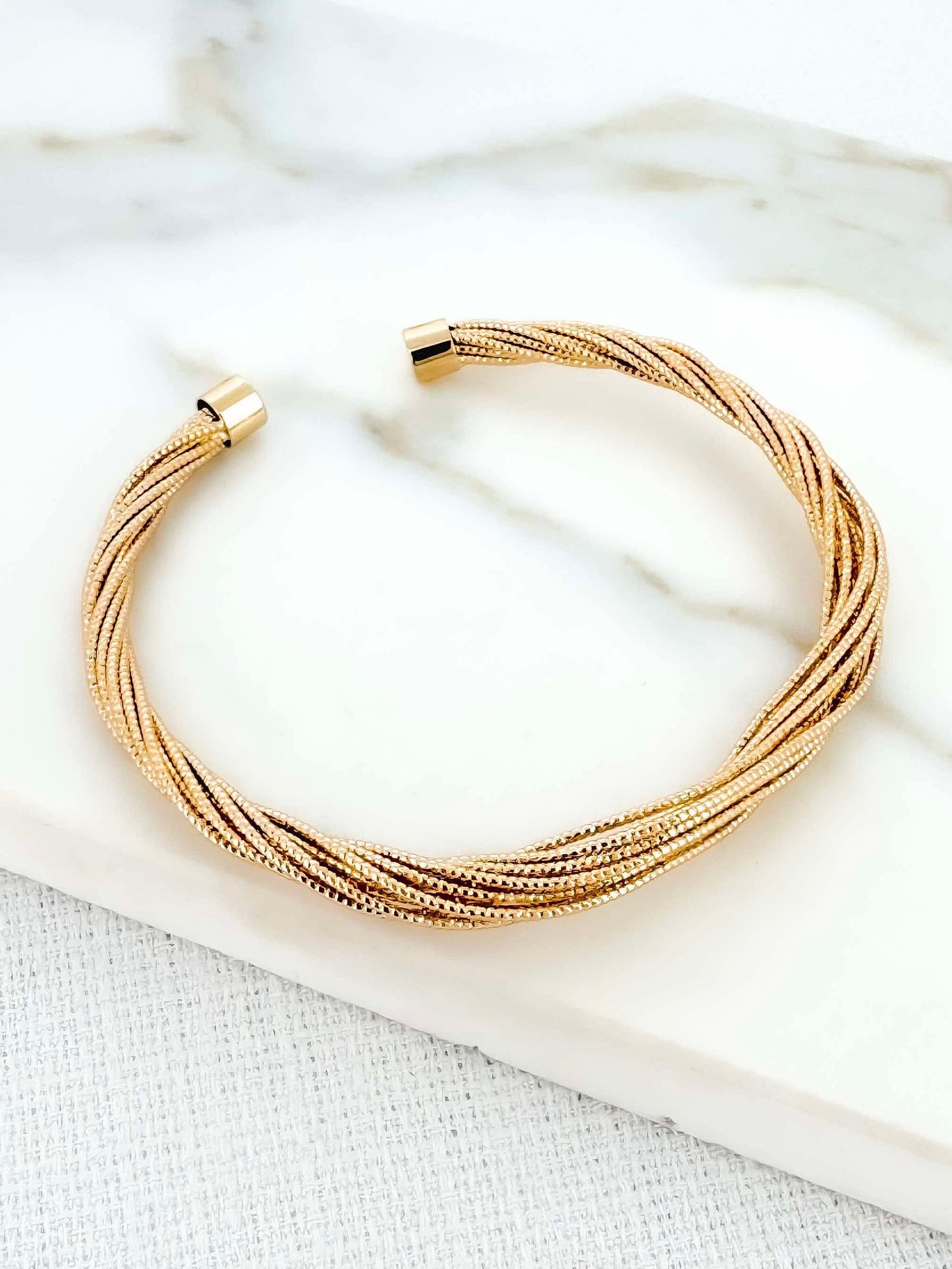 Envy Multi Twist Bangle - Gold