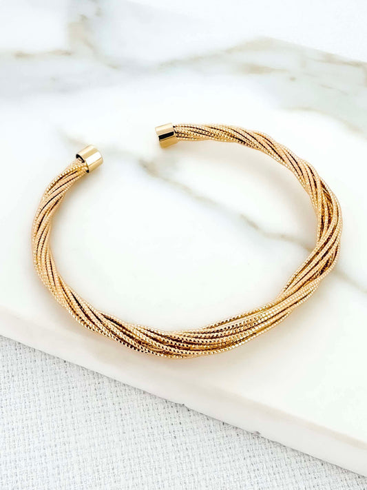 Envy Multi Twist Bangle - Gold