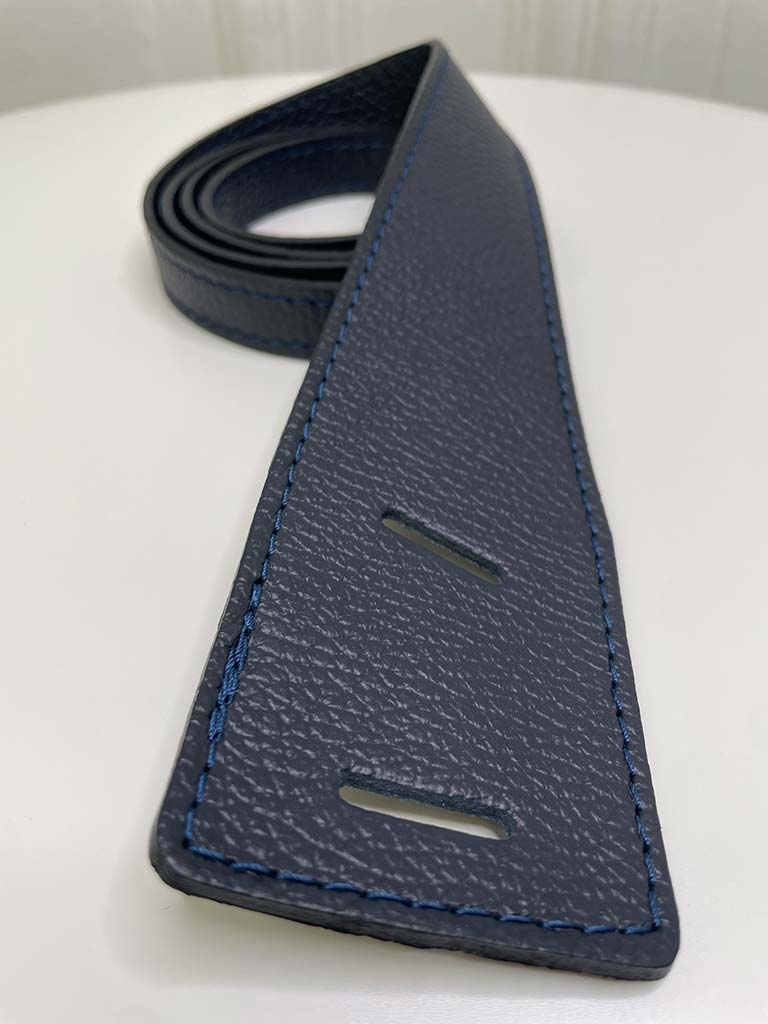 Leather Pull Through Belt - Navy