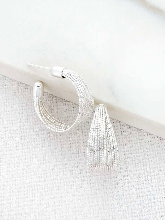 Envy Silver Multi Thread Hoop Earrings - Silver