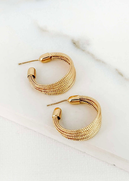 Envy Silver Multi Thread Hoop Earrings - Gold