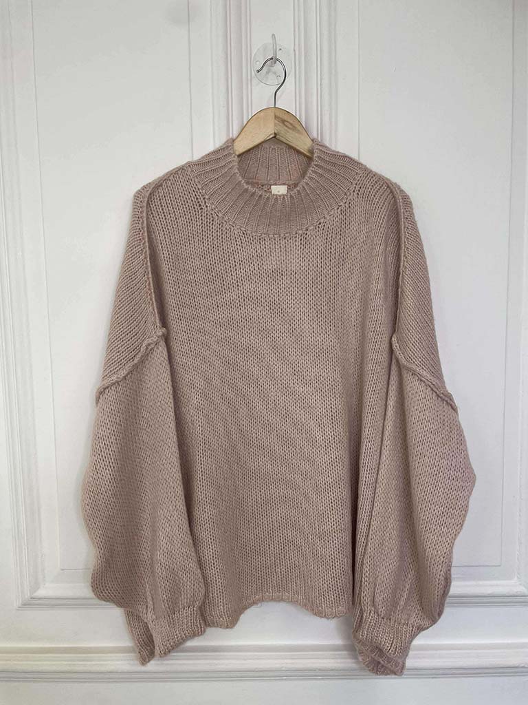 Exposed Seam Slouchy Knit - Dusky Pink