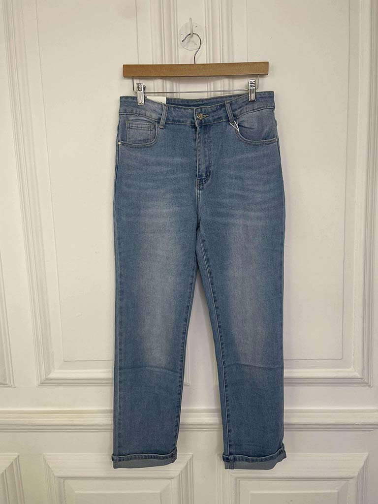 Straight Leg Stretchy Jeans - Pale Blue