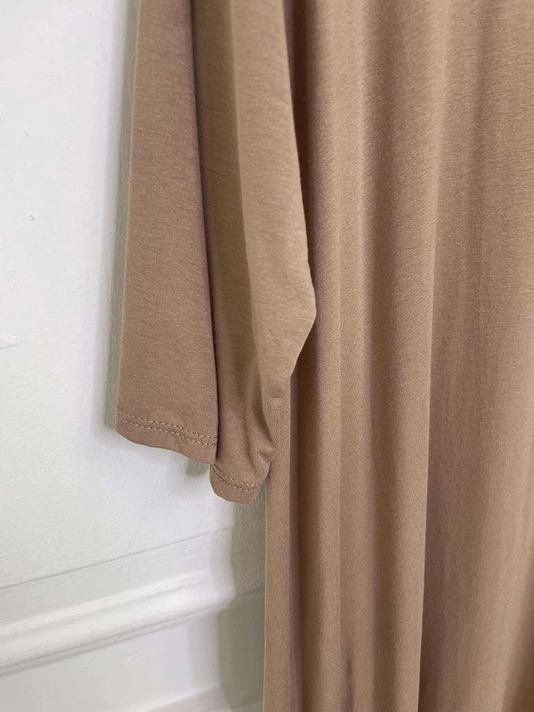 V-Neck Jersey Dress - Caramel