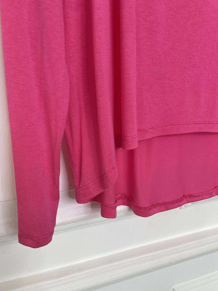 Basic Long Sleeve Jersey Top - Hot Pink