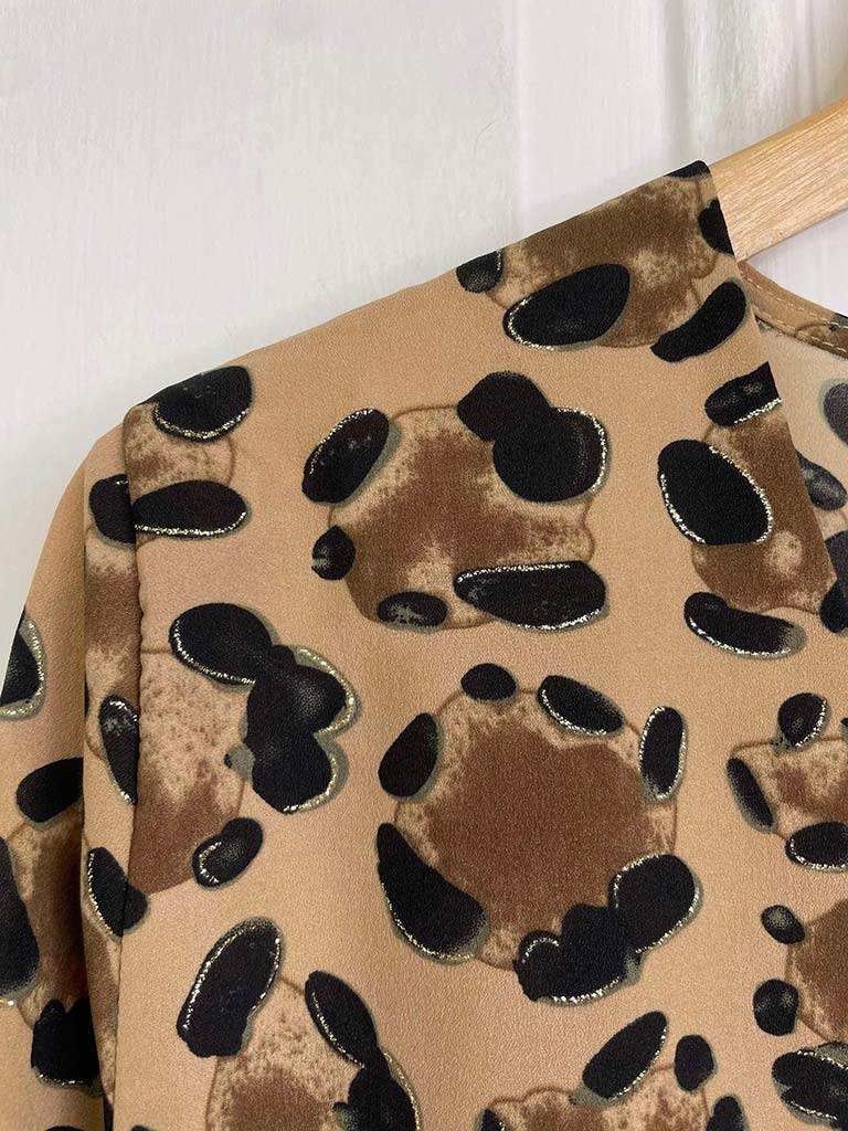 Malissa J Leopard Bell Sleeve Top - Camel