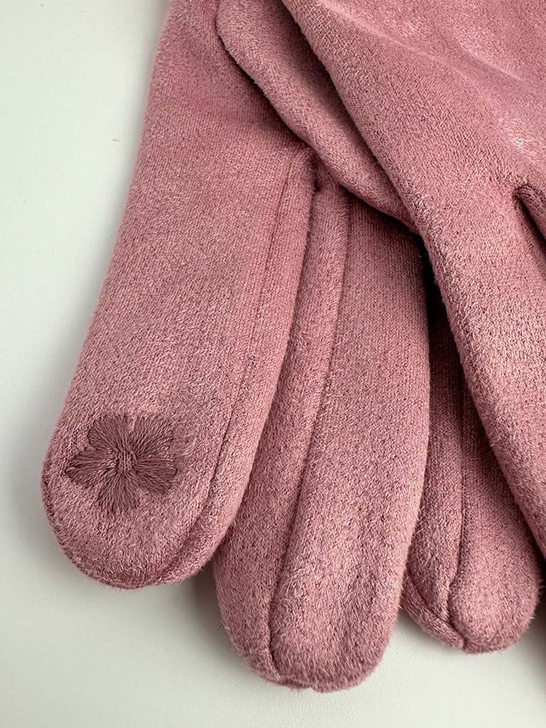 Faux Fur & Suede Gloves - Rose