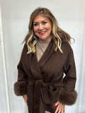 Malissa J Faux Fur Trim Jacket - Chocolate